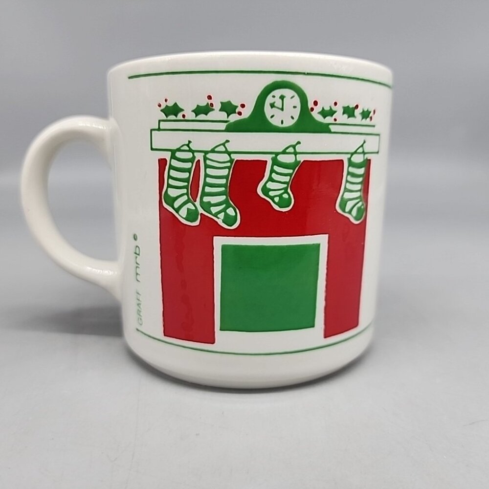 Vintage Grindley England Christmas 12 oz.  3 1/2" Stocking Fireplace Ceramic